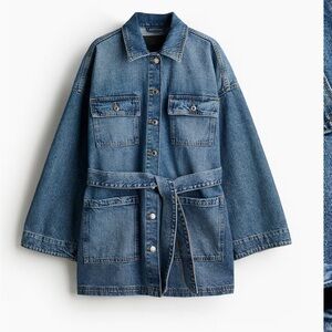 Tie-Belt Denim Jacket